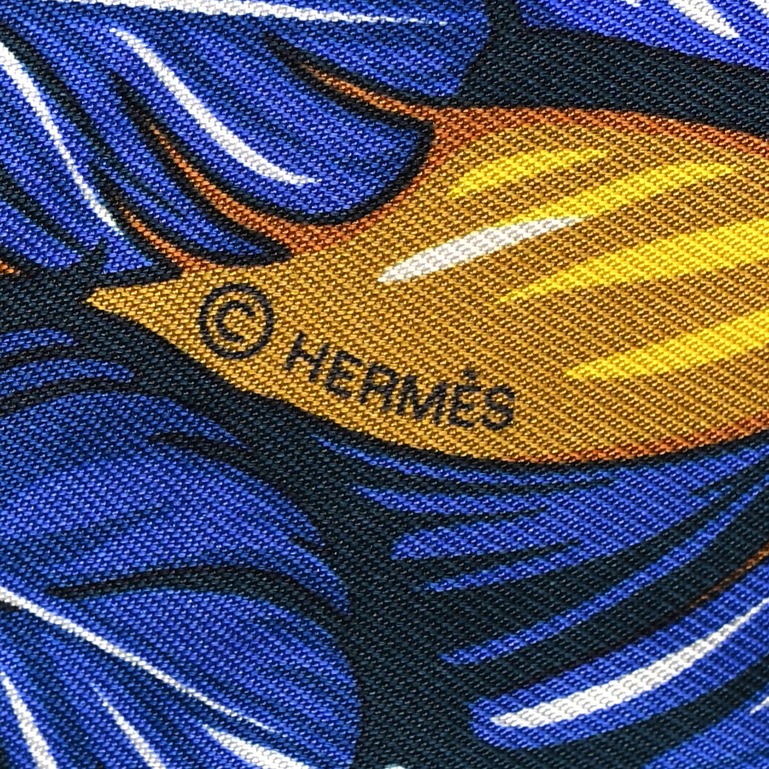 Hermes Silk La Danse Pacifique Twilly Bleu Nuit Jaune Vif 4 of 4