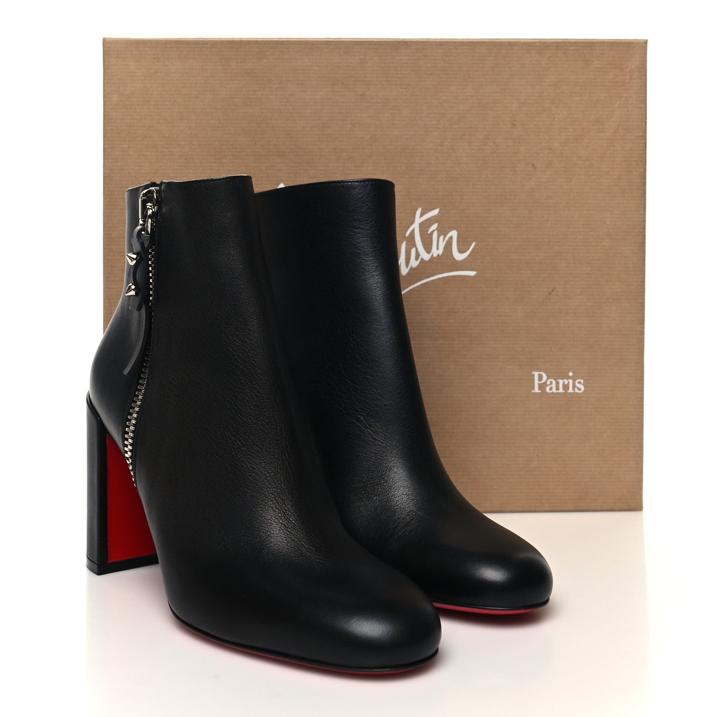 Calfskin Ziptotal 85 Ankle Boots 37 Black
