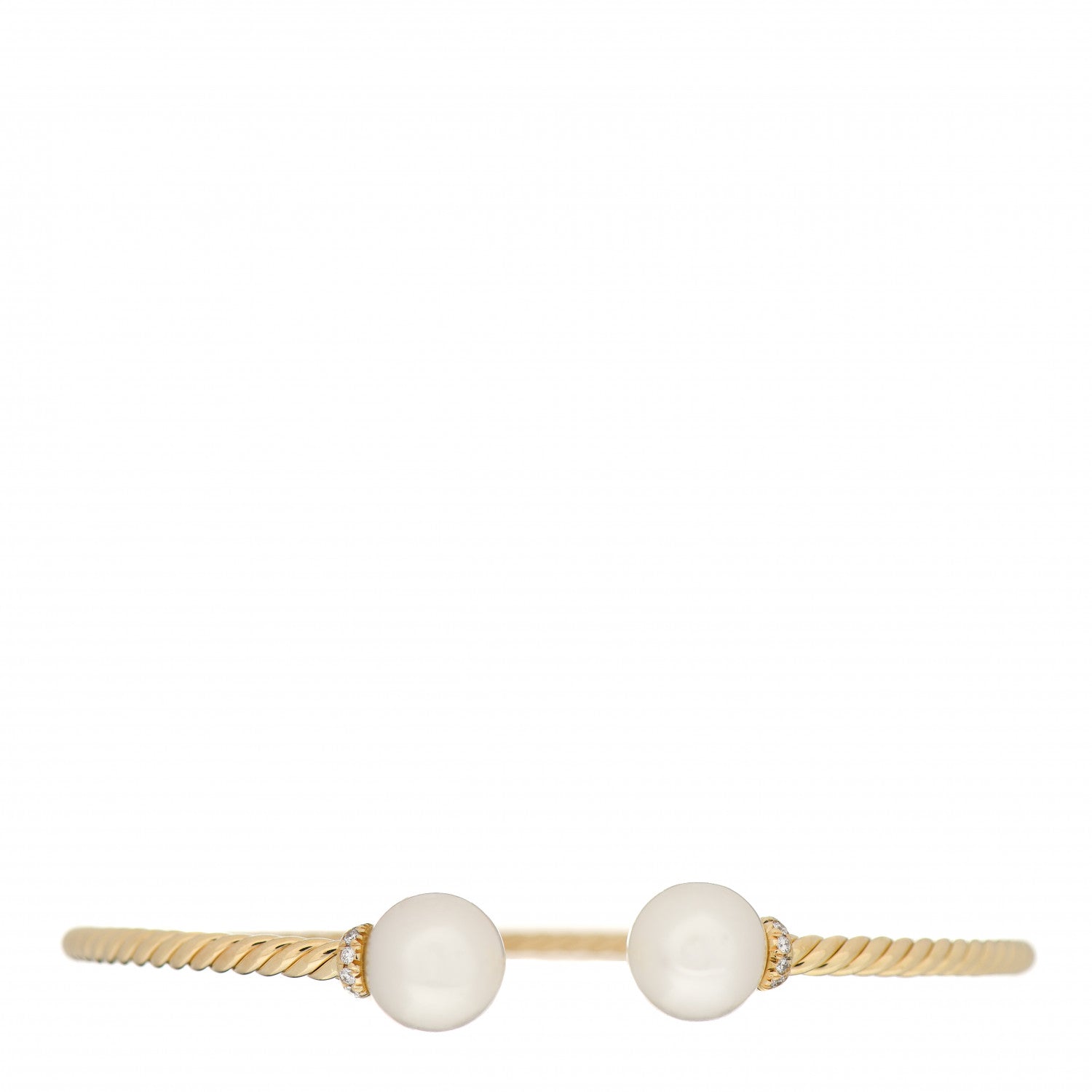 David Yurman 18K Yellow Gold Diamond Pearl 8.5mm Solari Bracelet 1 of 4