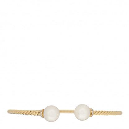 David Yurman 18K Yellow Gold Diamond Pearl 8.5mm Solari Bracelet 1 of 4