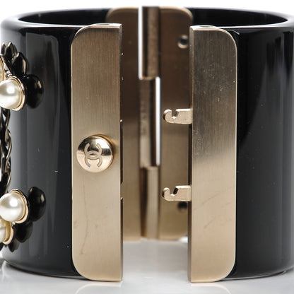Chanel Pearl Calfskin Chain CC Cuff Black Gold 4 of 6