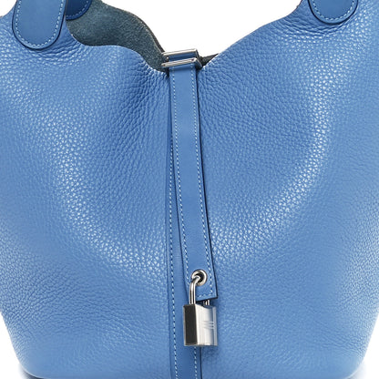 Hermes Taurillon Clemence Swift Picotin Lock 22 MM Bleu Paradis 8 of 10
