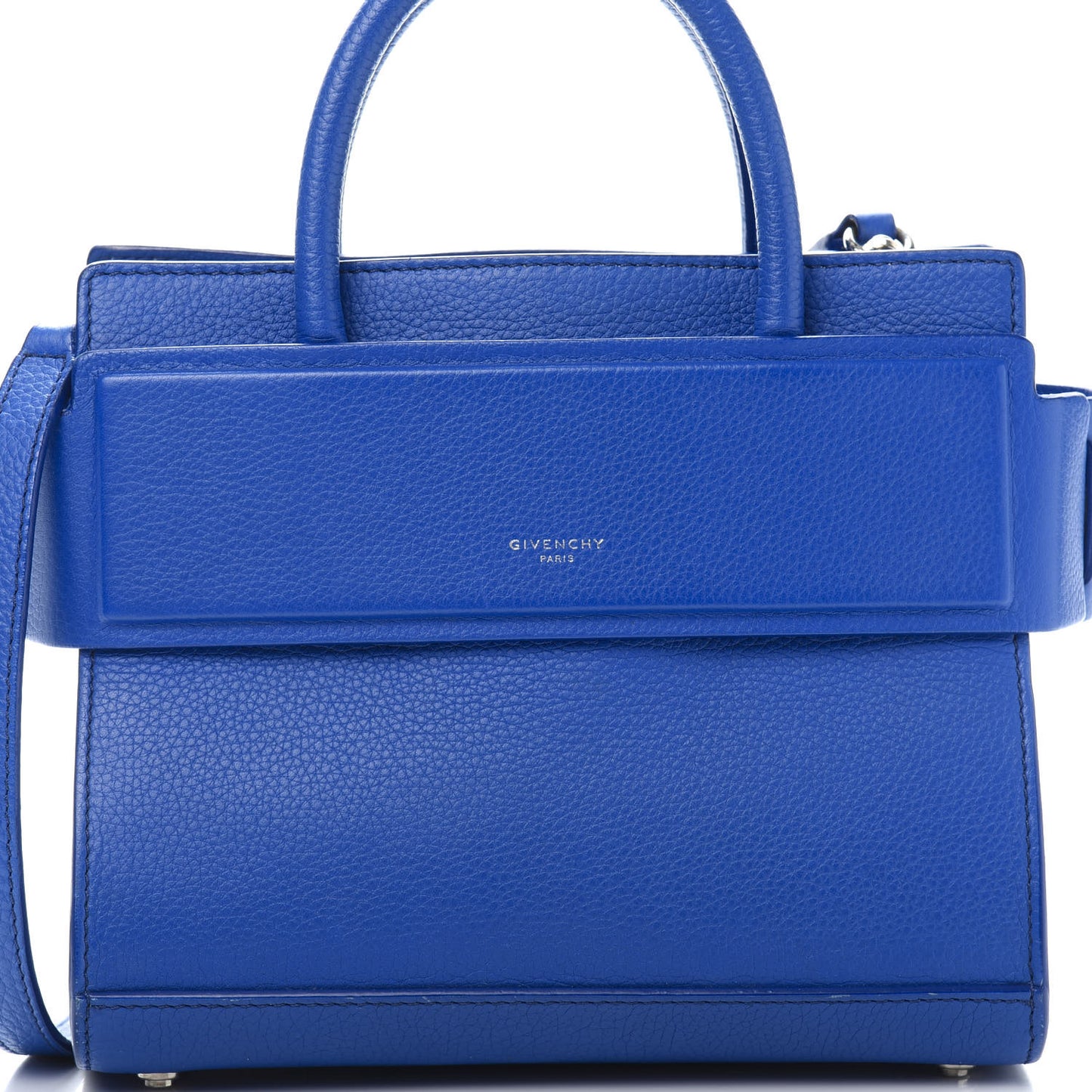 Grained Calfskin Mini Horizon Satchel Blue