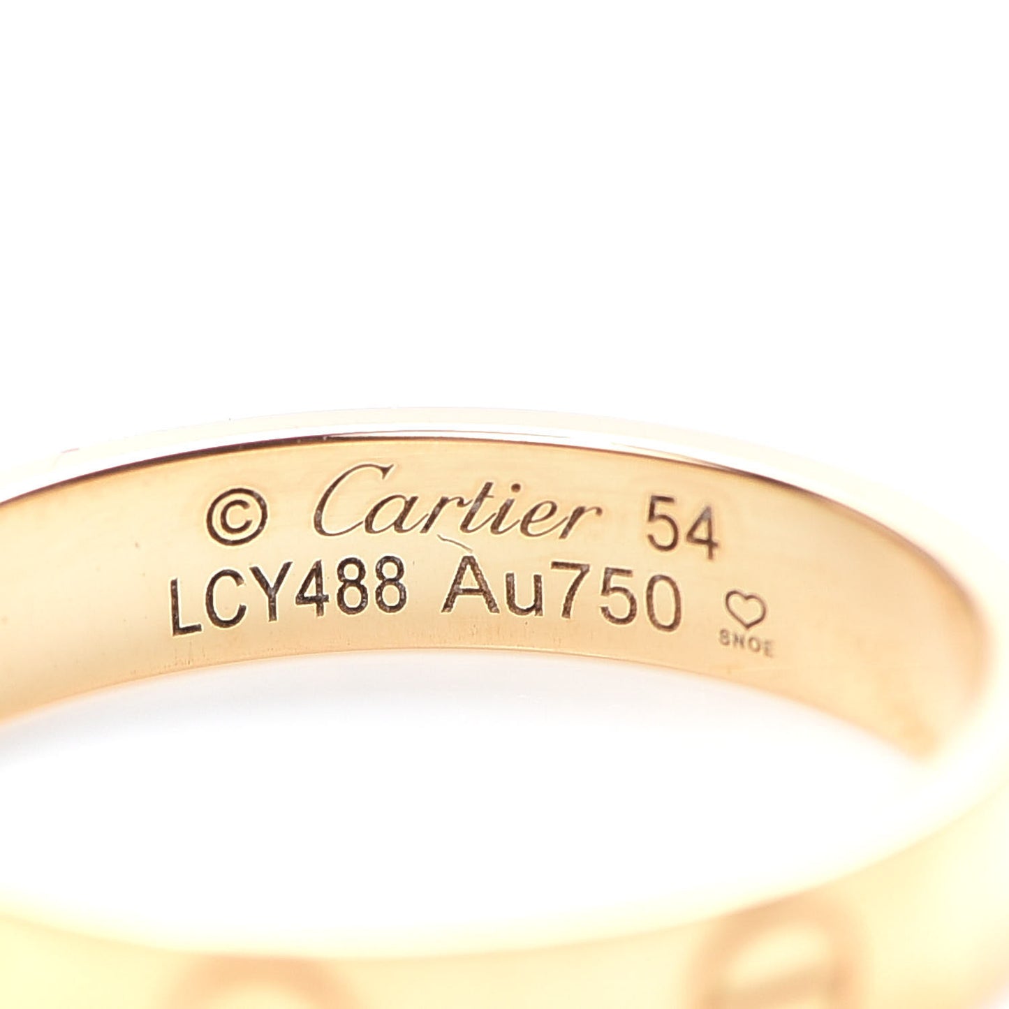 18K Yellow Gold 3.5mm LOVE Wedding Band Ring 54 6.75