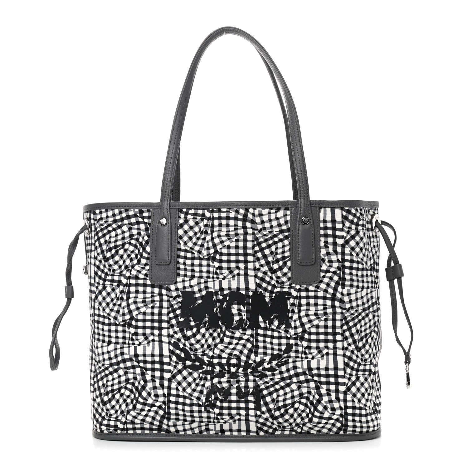 MCM Visetos Medium Reversible Shopper Tote Phantom Grey 2 of 8