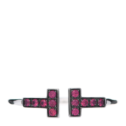 Tiffany 18K White Gold Ruby T Wire Ring 56 7.5 1 of 5