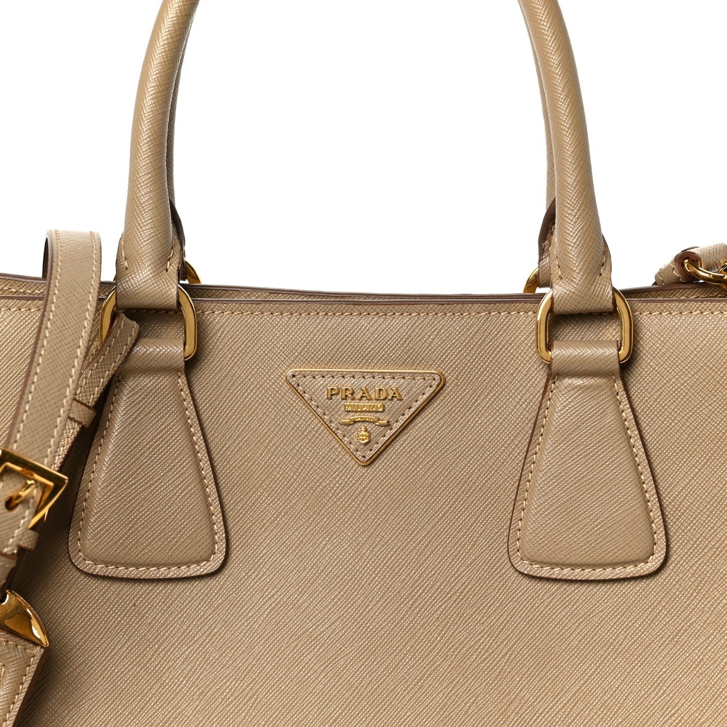 Saffiano Lux Bi-Color Tote Bag Visone Talco