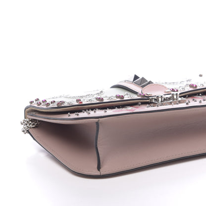 Valentino Garavani Vitello Crystal Embellished Medium Glam Lock Rockstud Flap Poudre 7 of 12