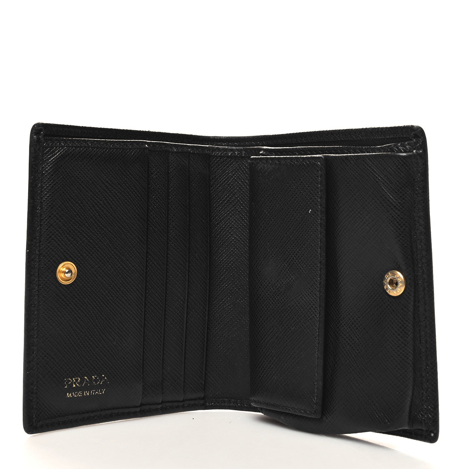 Prada Saffiano Metal Bi-Fold Wallet Black 5 of 11