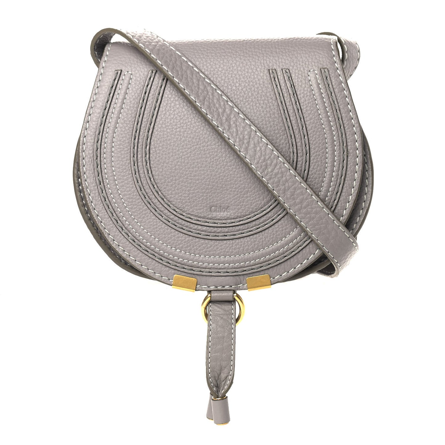 Calfskin Mini Marcie Round Crossbody Bag Cashmere Grey