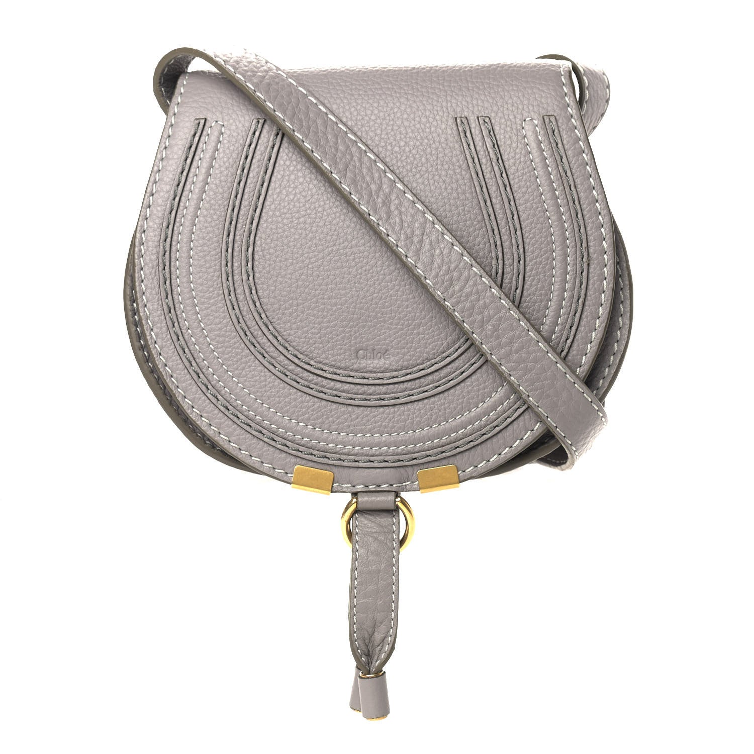 Chloe Calfskin Mini Marcie Round Crossbody Bag Cashmere Grey 1 of 10