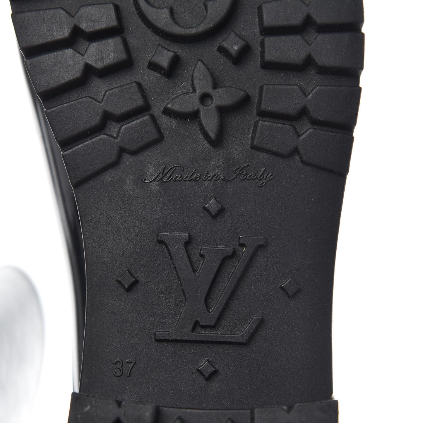 Rubber Embossed Monogram Splash Rain Boots 37 Black