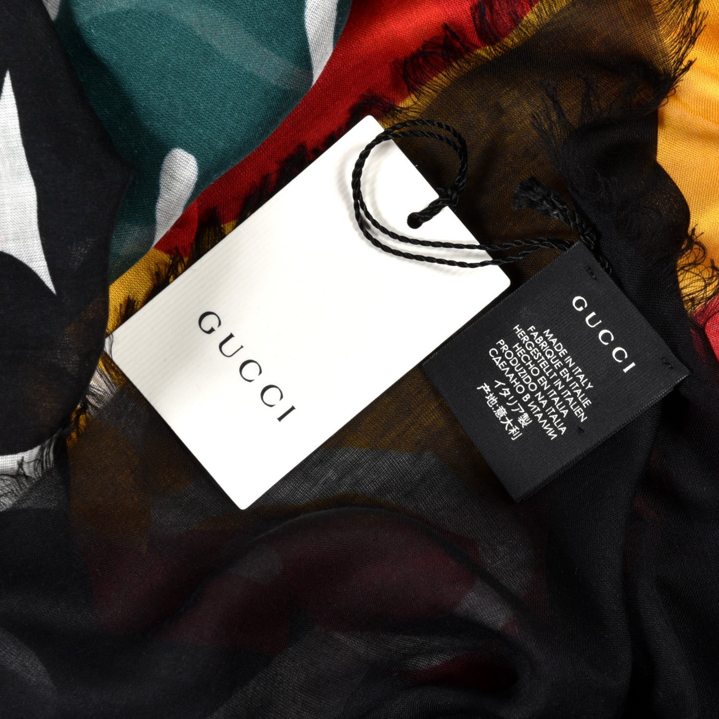 Modal Silk Coco Capitan Logo Square Scarf Black