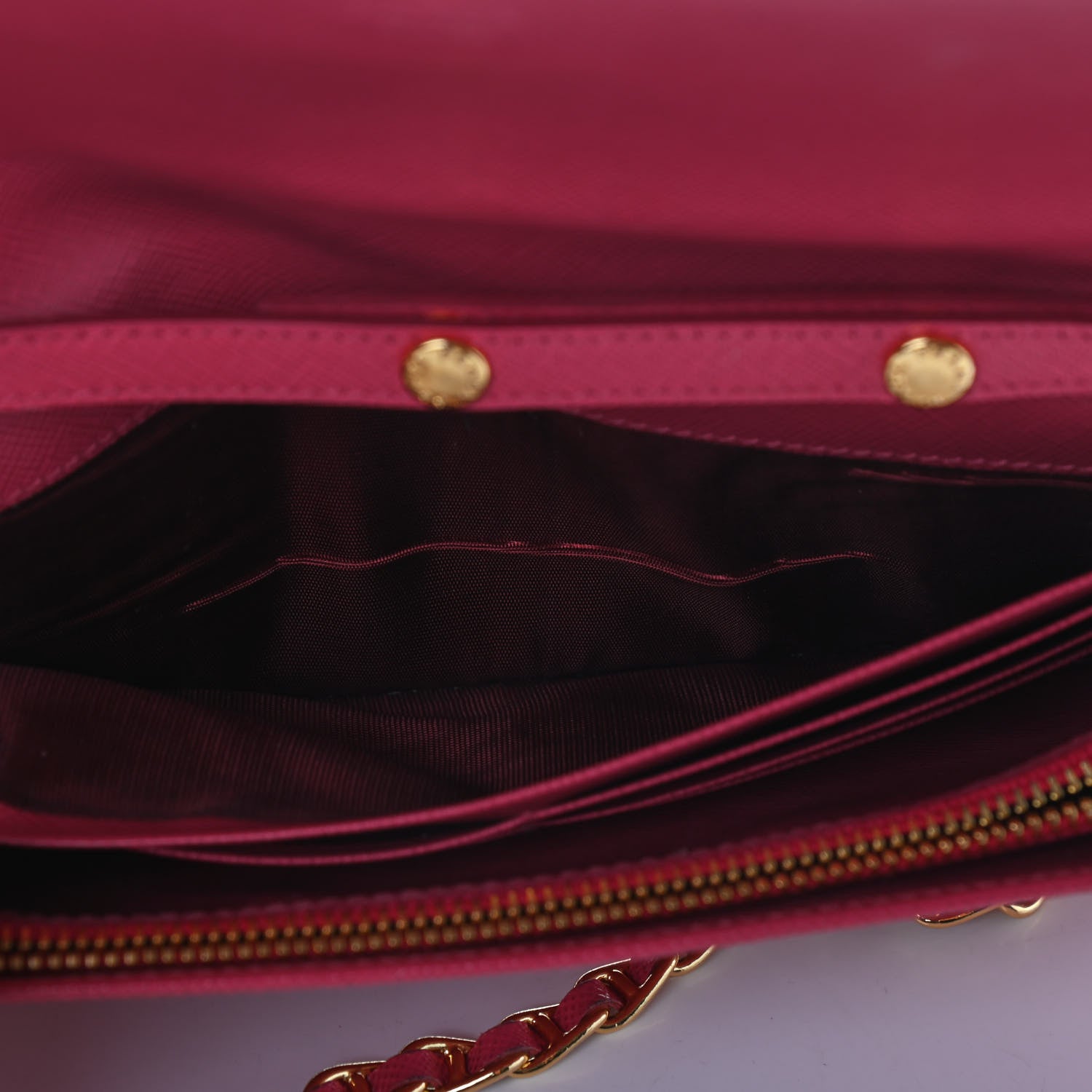 Prada Saffiano Metal Oro Chain Wallet Peonia 7 of 12