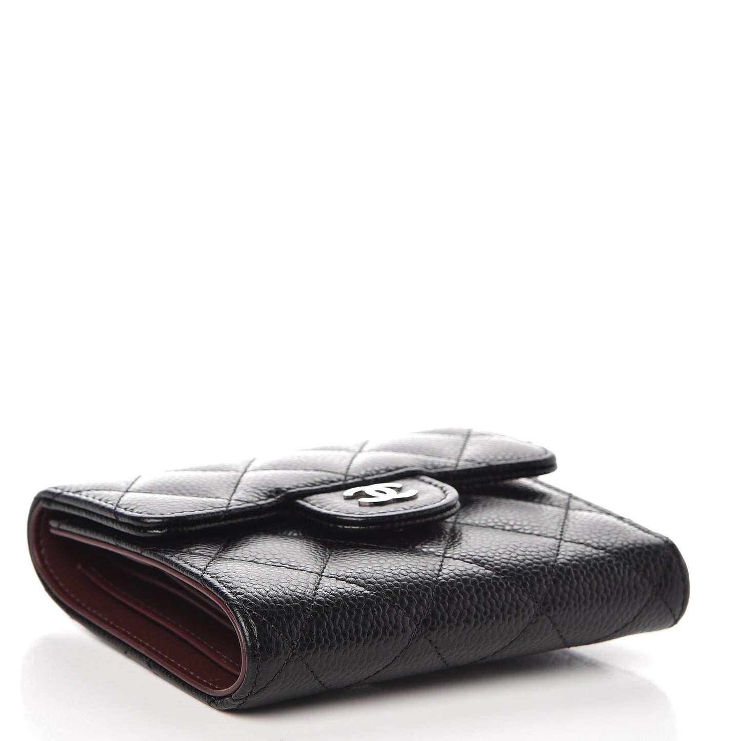 Caviar Quilted Compact Flap Wallet Black