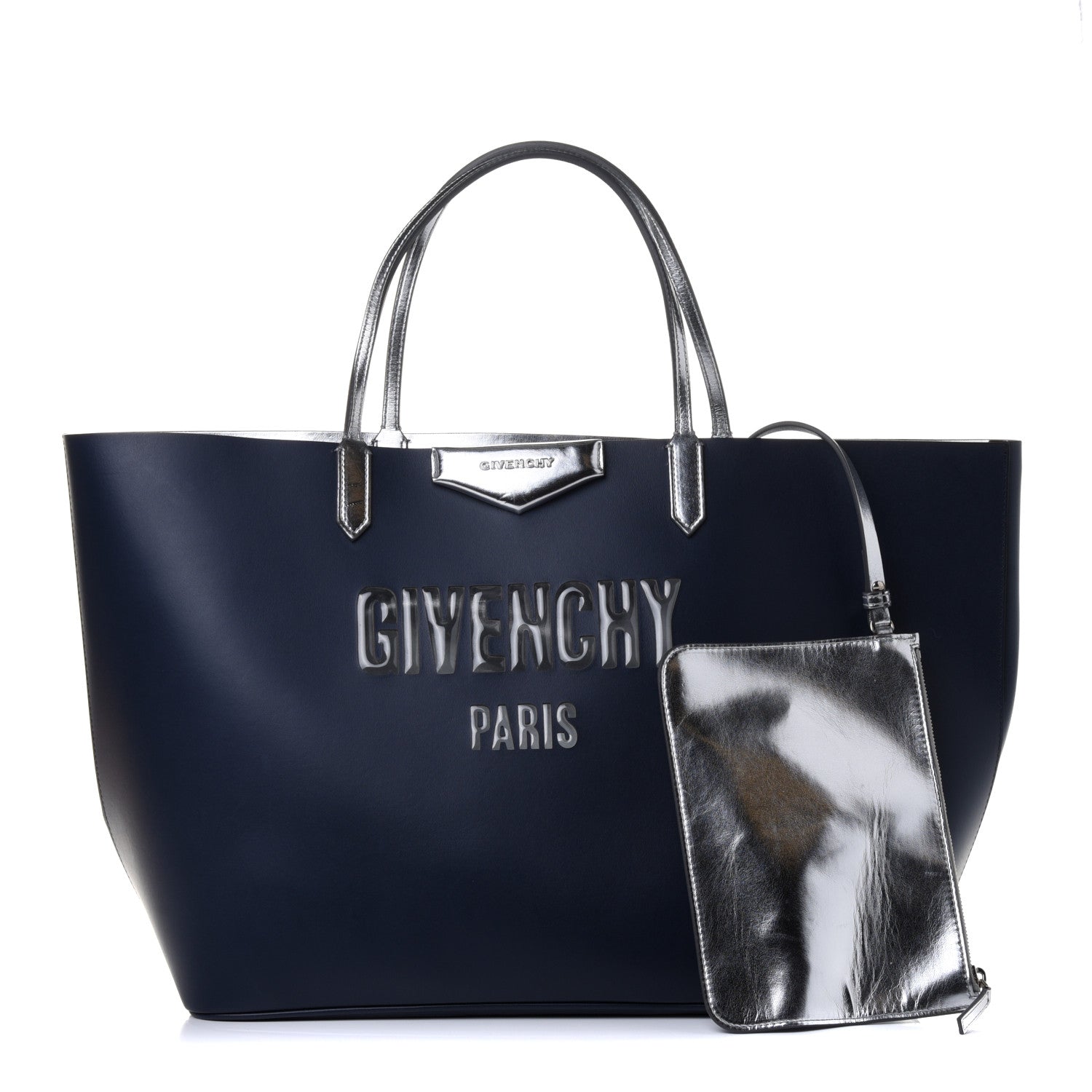 Givenchy Calfskin Large Antigona Tote Night Blue Silver 1 of 4