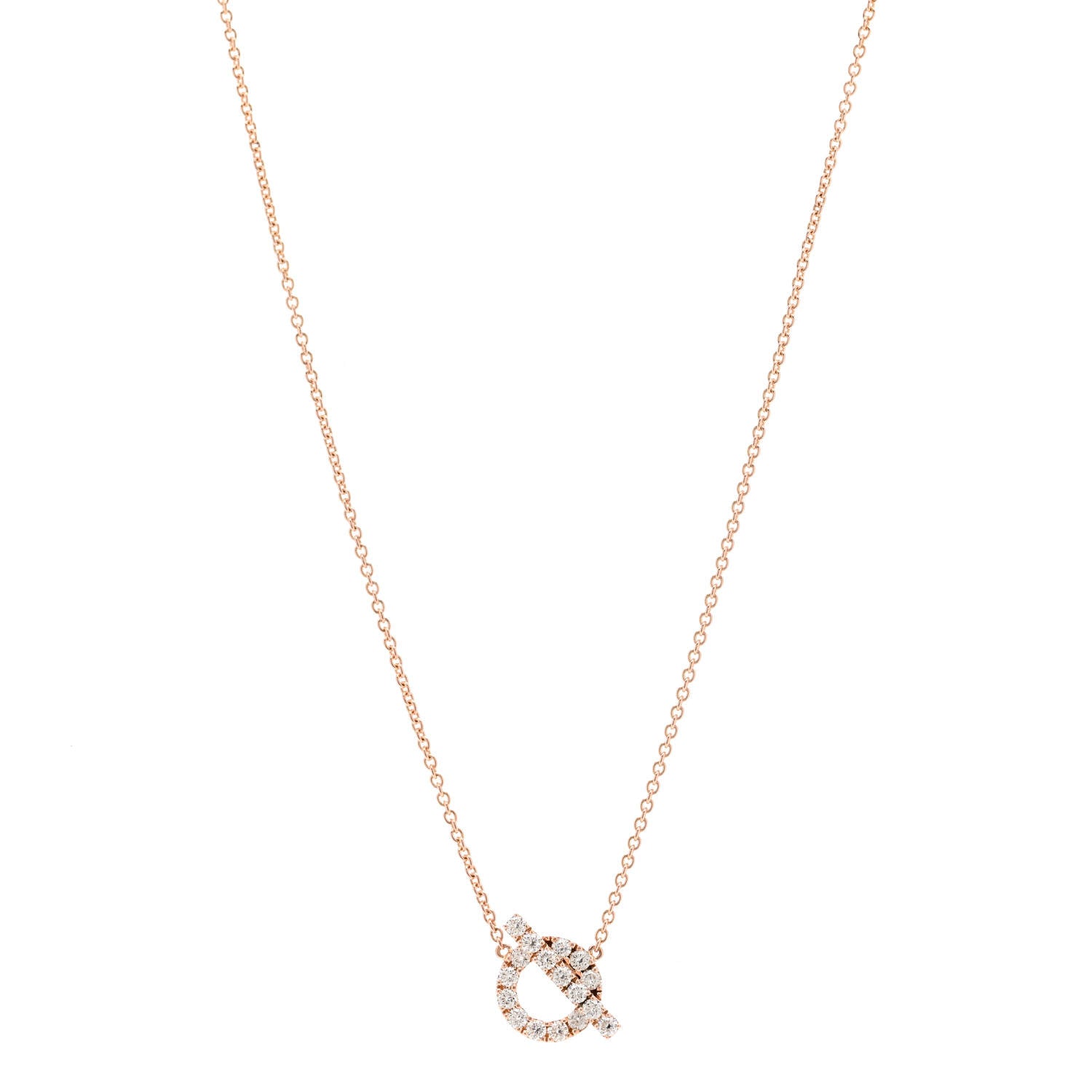 Hermes 18K Rose Gold Diamond Finesse Pendant Necklace 1 of 5