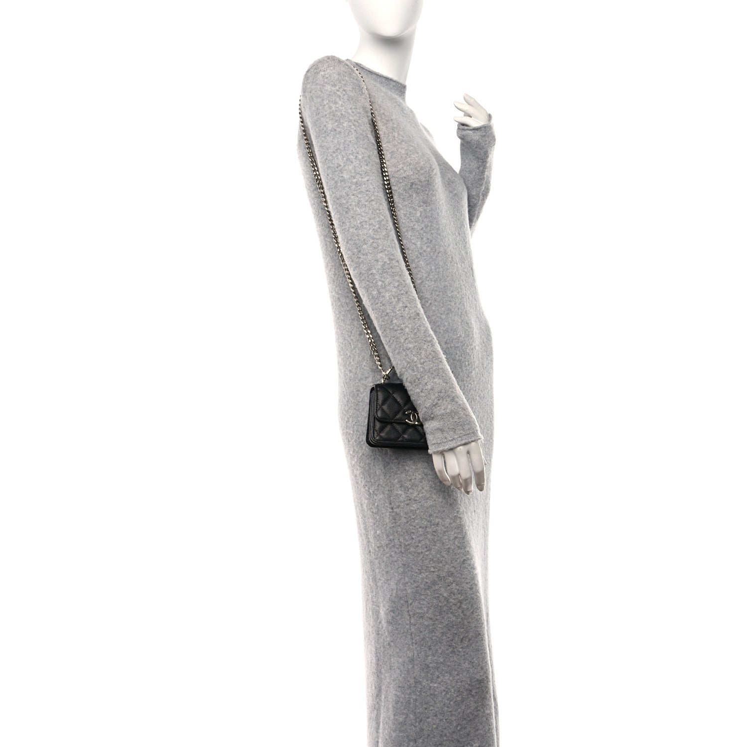 Chanel Caviar Quilted Pick Me Up Clutch With Chain Black 2 of 10