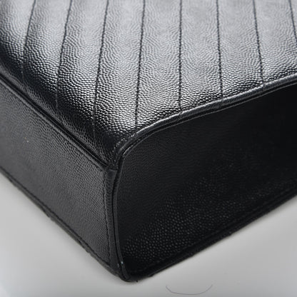 Saint Laurent Grain De Poudre Matelasse Chevron Large Monogram Satchel Black 12 of 12