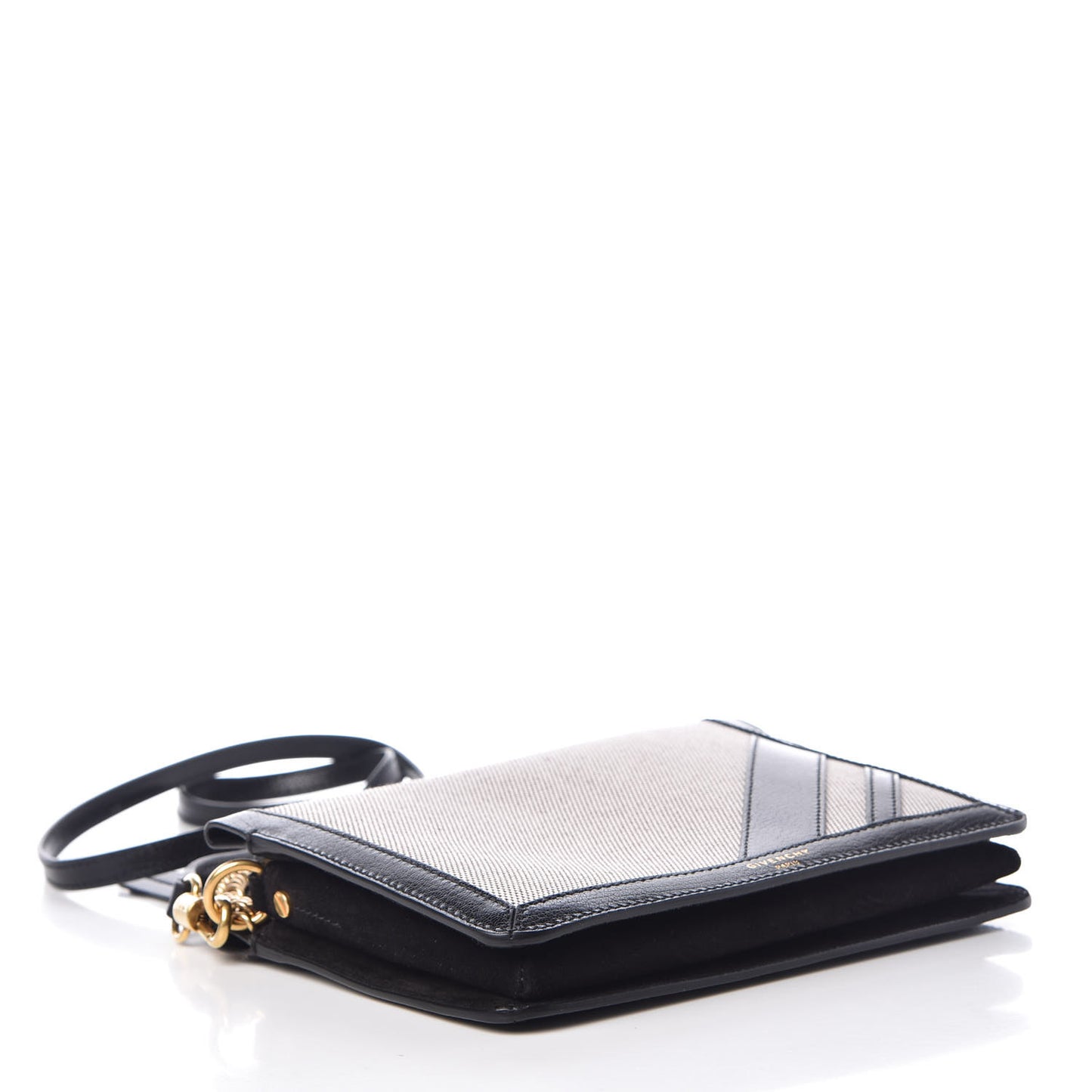Suede Calfskin Canvas GV Cross Shoulder Bag Black