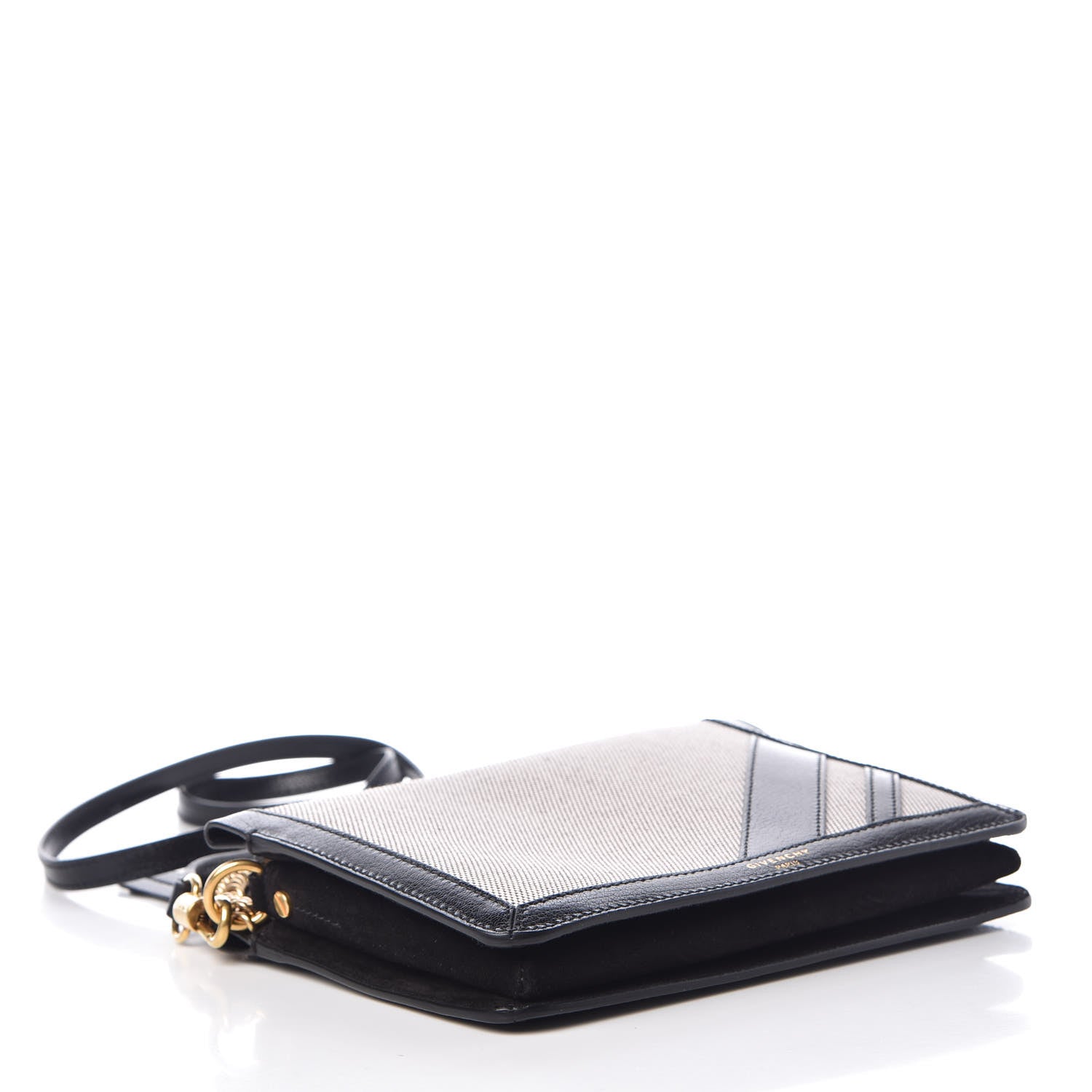 Givenchy Suede Calfskin Canvas GV Cross Shoulder Bag Black 4 of 9