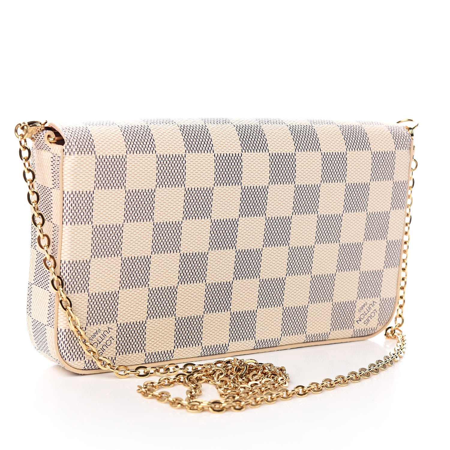 Louis Vuitton Damier Azur Pochette Felicie Chain Wallet Rose Ballerine 3 of 11