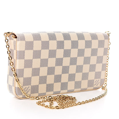 Louis Vuitton Damier Azur Pochette Felicie Chain Wallet Rose Ballerine 3 of 11