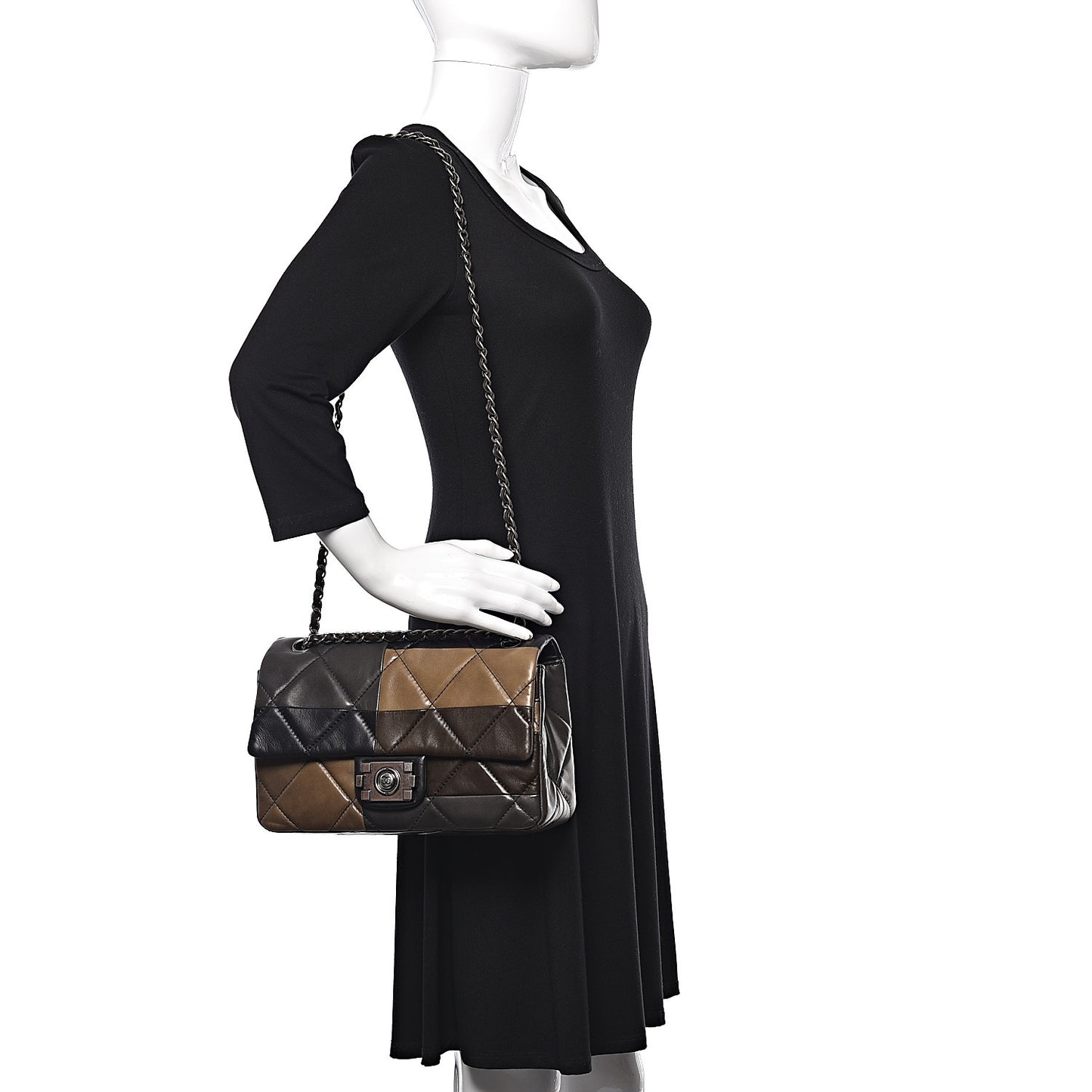 Lambskin Quilted Patchwork Boy Flap Brown