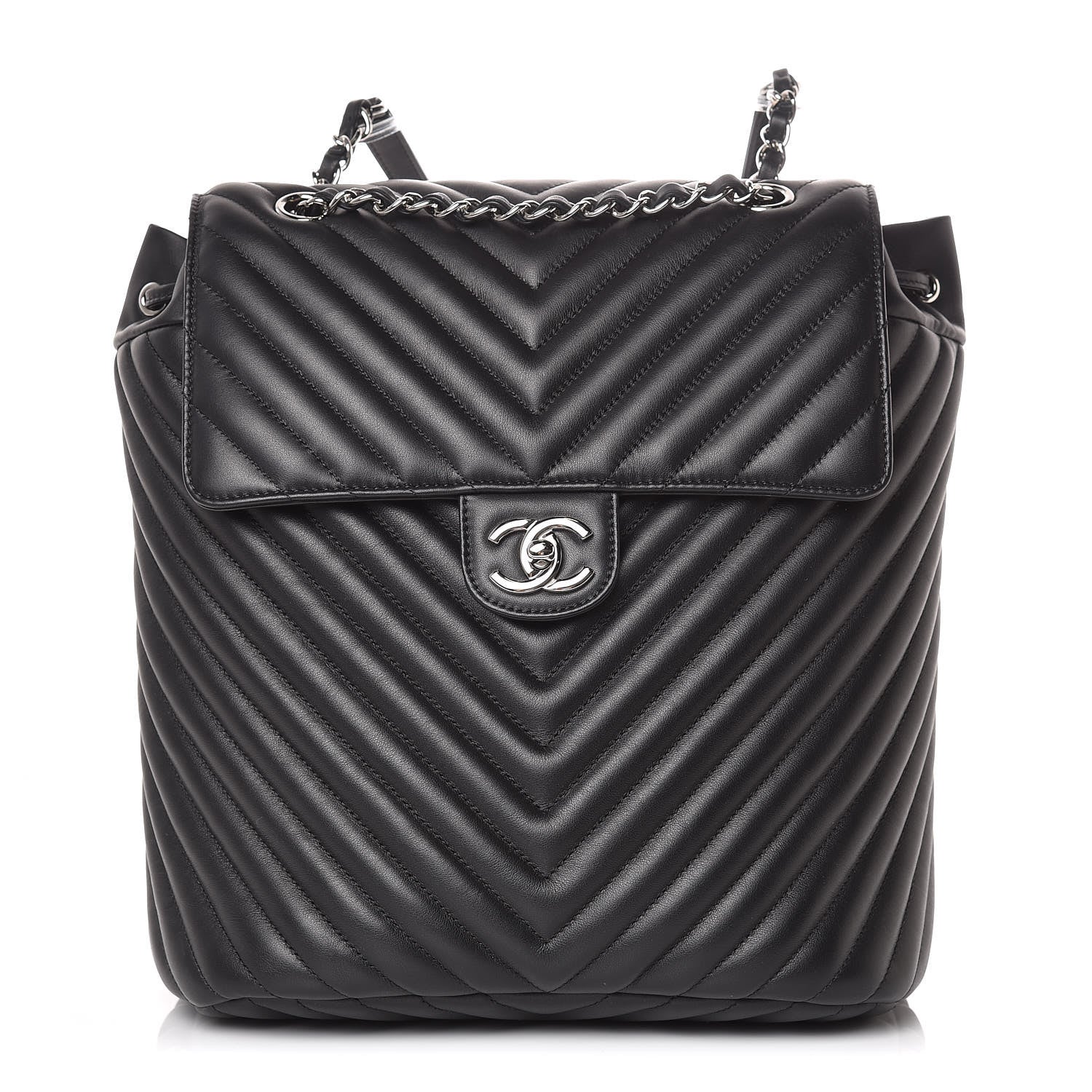 Chanel Calfskin Chevron Quilted Large Urban Spirit Backpack Black 1 of 10