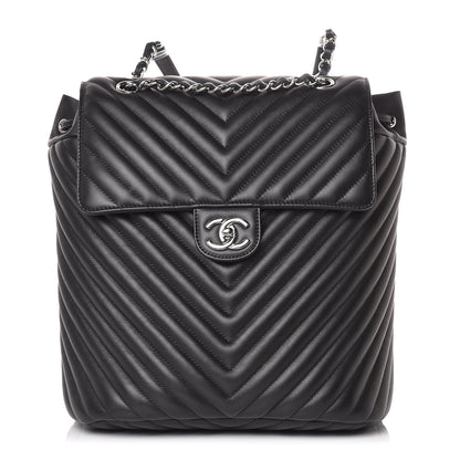Chanel Calfskin Chevron Quilted Large Urban Spirit Backpack Black 1 of 10