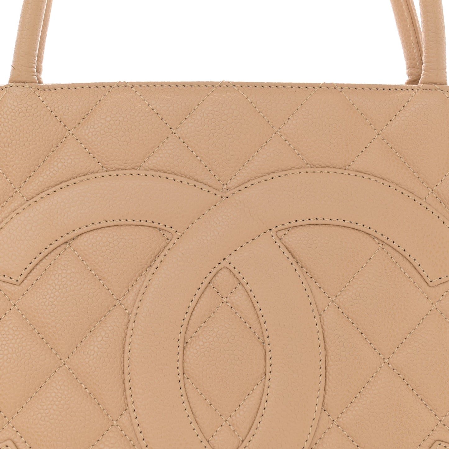Caviar Quilted Medallion Tote Beige