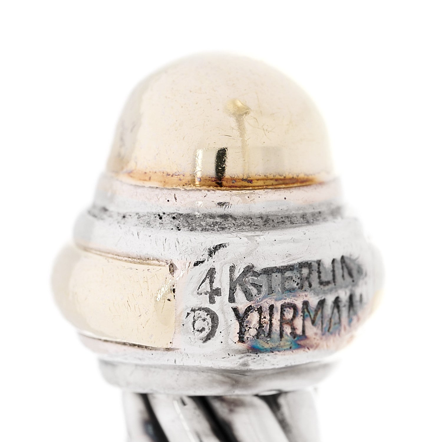 David Yurman Sterling Silver 14K Yellow Gold 7mm Cable Classics Dome Bracelet 4 of 5