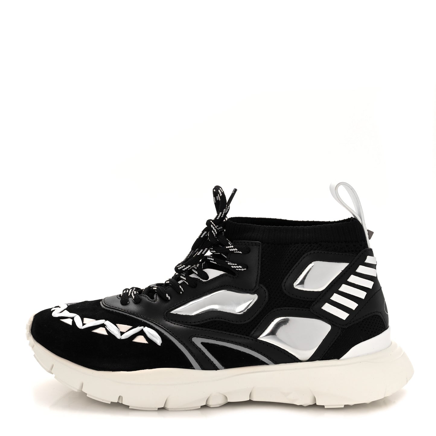 Fabric Suede Calfskin Mens Sneakers 41.5 Black White