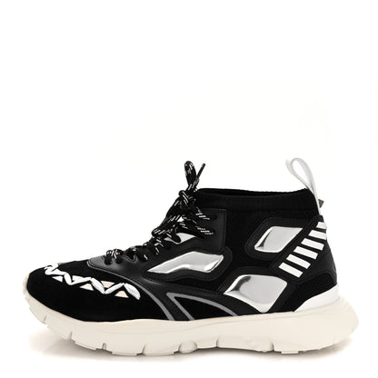 Valentino Garavani Fabric Suede Calfskin Mens Sneakers 41.5 Black White 1 of 9
