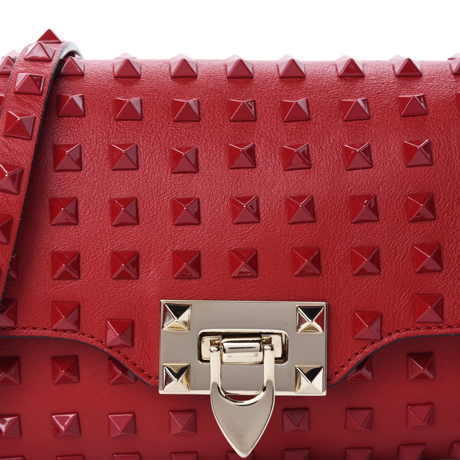 Valentino Garavani Vitello Monochrome Mini Rockstud All Over Flap Saddle Crossbody Bag Rosso Valentino 10 of 10