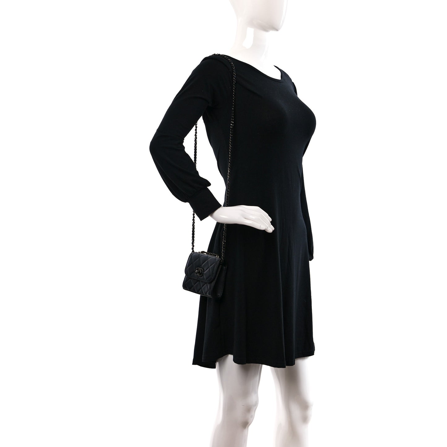 Lambskin Quilted Mini Trendy CC Clutch With Chain So Black
