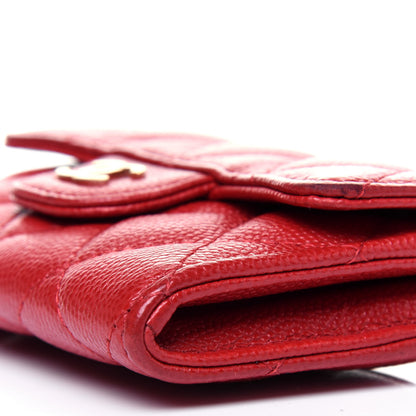 Chanel Caviar Quilted Flap Card Holder Wallet Red 10 of 12