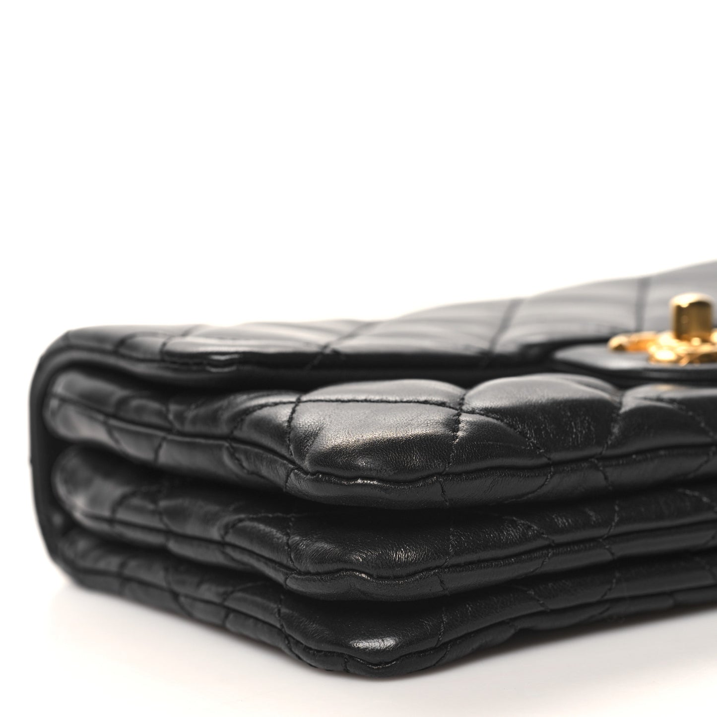 Lambskin Quilted Small Pillow Crush Flap Black