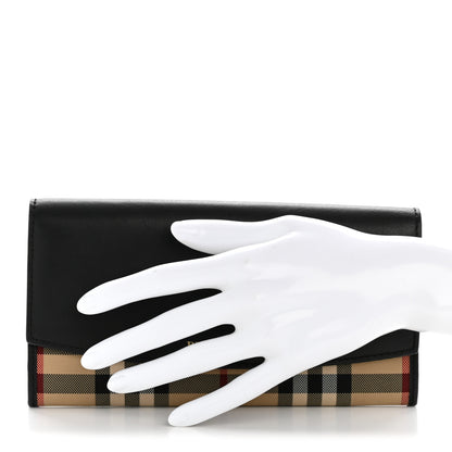 Burberry Calfskin Horseferry Check Porter Continental Wallet Black 2 of 9