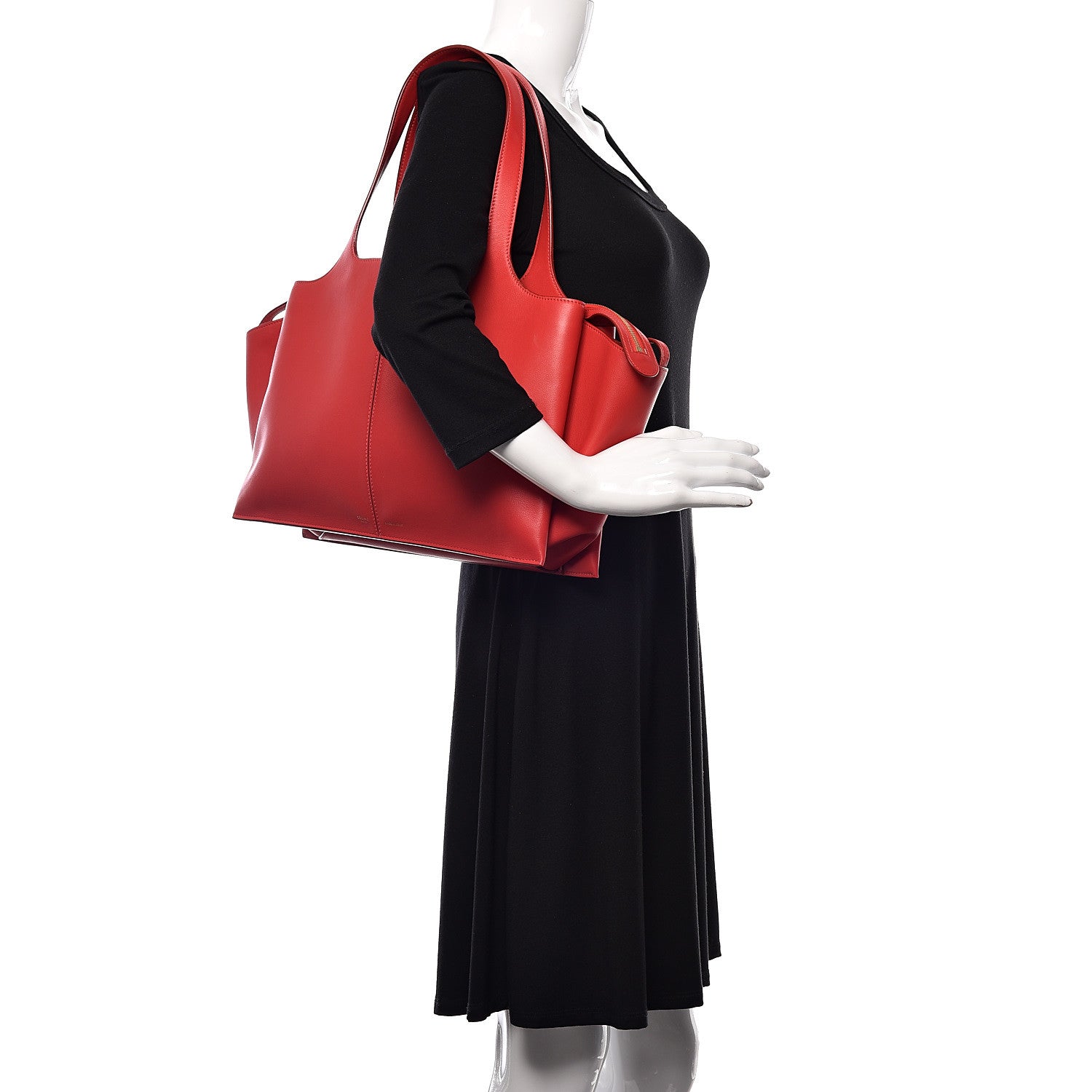 Celine Supple Natural Medium Tri-Fold Bag Scarlet 2 of 13