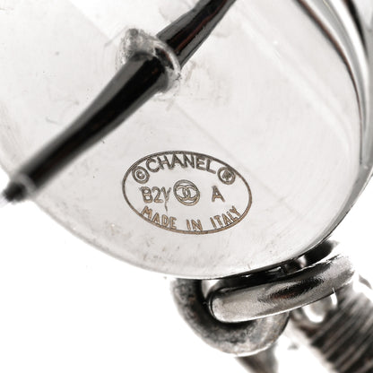 Chanel Pearl Crystal CC Drop Earrings Silver 4 of 4