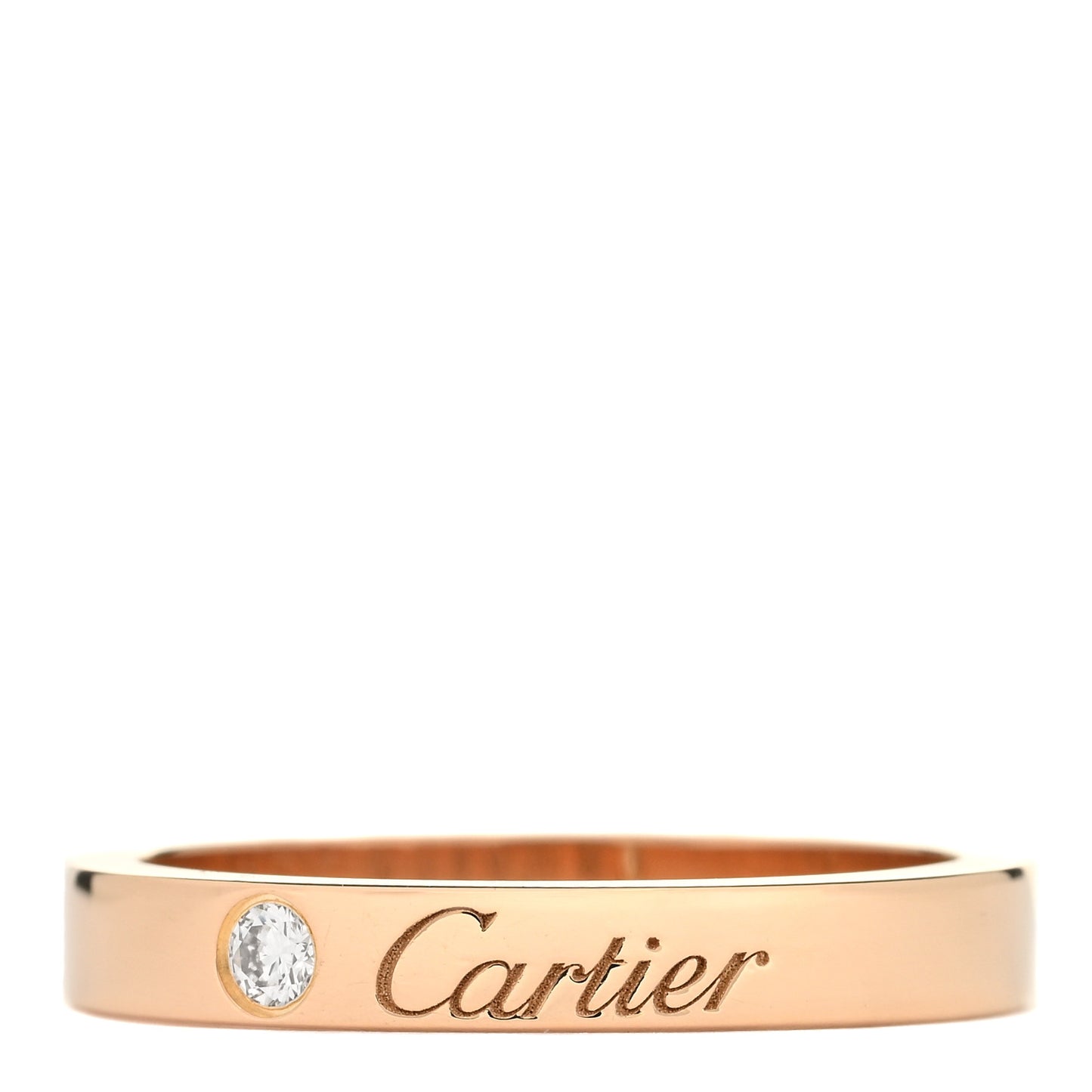 18K Pink Gold Diamond 3mm C De Cartier Wedding Band Ring 52 6