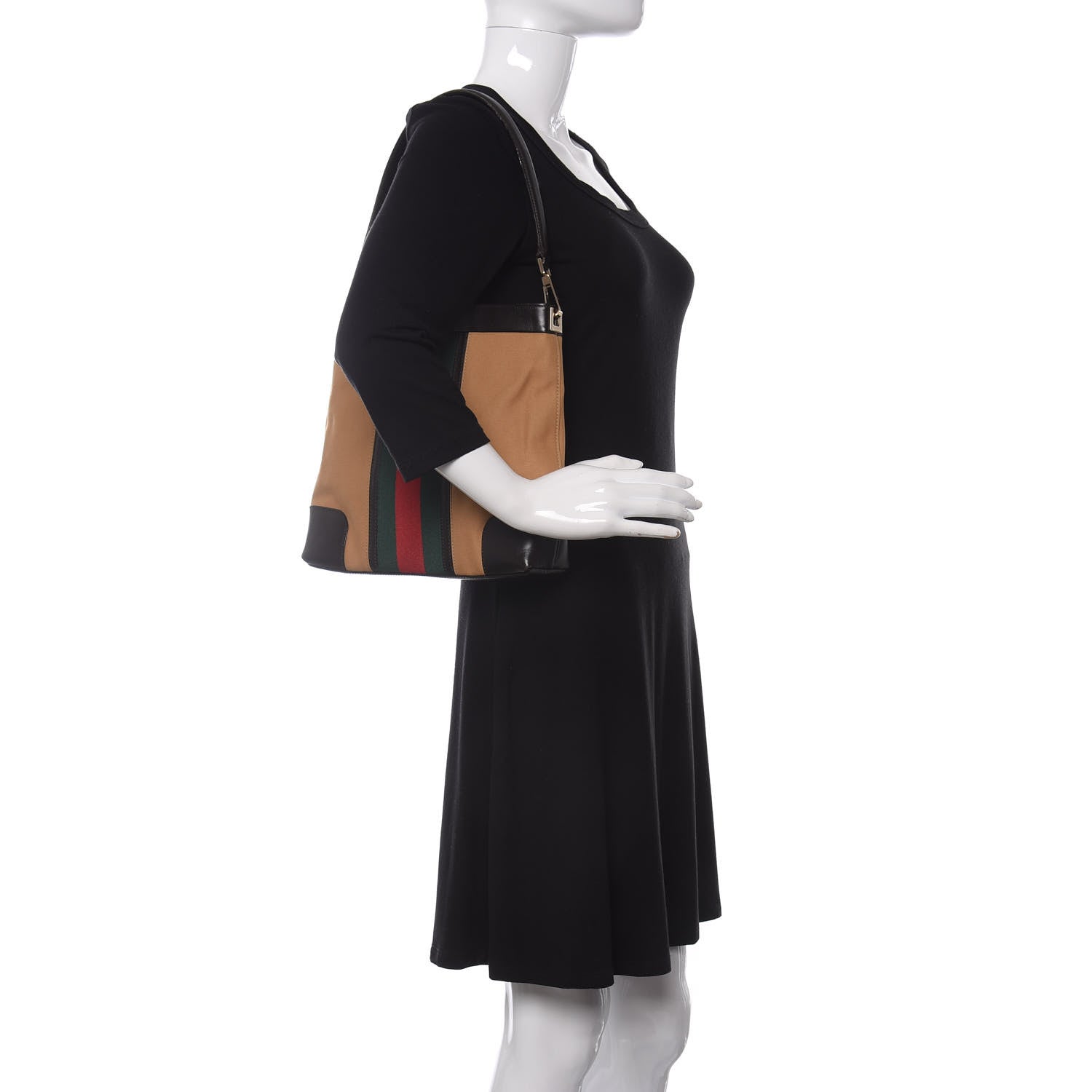 Gucci Canvas Web Hobo Dark Brown 2 of 10