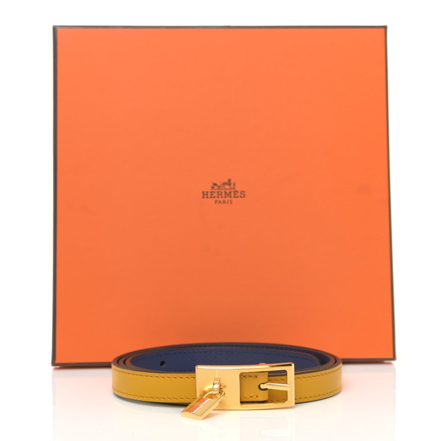 Epsom Swift 13mm Lucky 15 Belt 80 Jaune Ambre Bleu Saphir