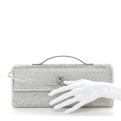 Bottega Veneta Nappa Crystal Long Andiamo Top Handle Clutch White 2 of 8