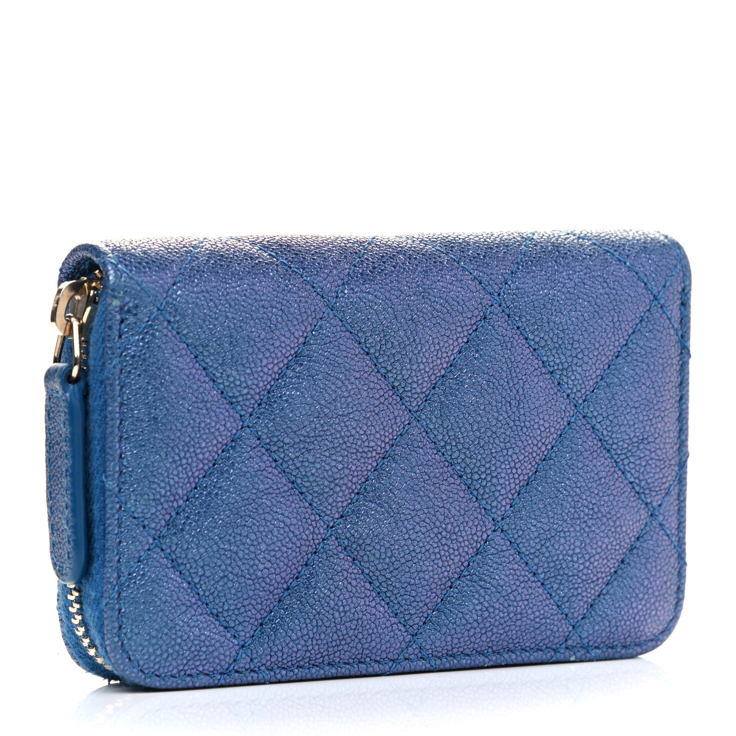 Chanel Iridescent Caviar Quilted Zip Coin Purse Dark Blue 2 of 4