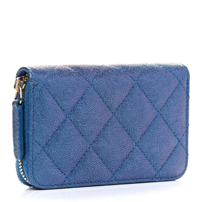 Chanel Iridescent Caviar Quilted Zip Coin Purse Dark Blue 2 of 4