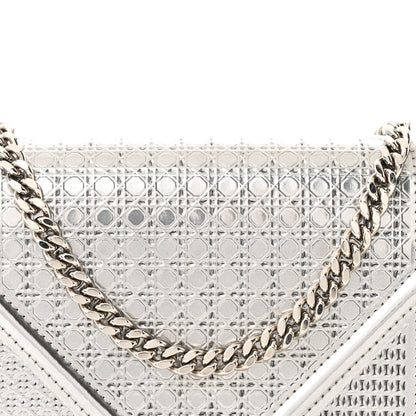 Christian Dior Metallic Patent Micro-Cannage Diorama Wallet on Chain Pouch Silver 8 of 10
