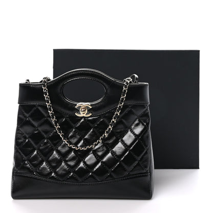 Chanel Shiny Crumpled Calfskin Quilted Mini 31 Shopping Bag Black 11 of 11
