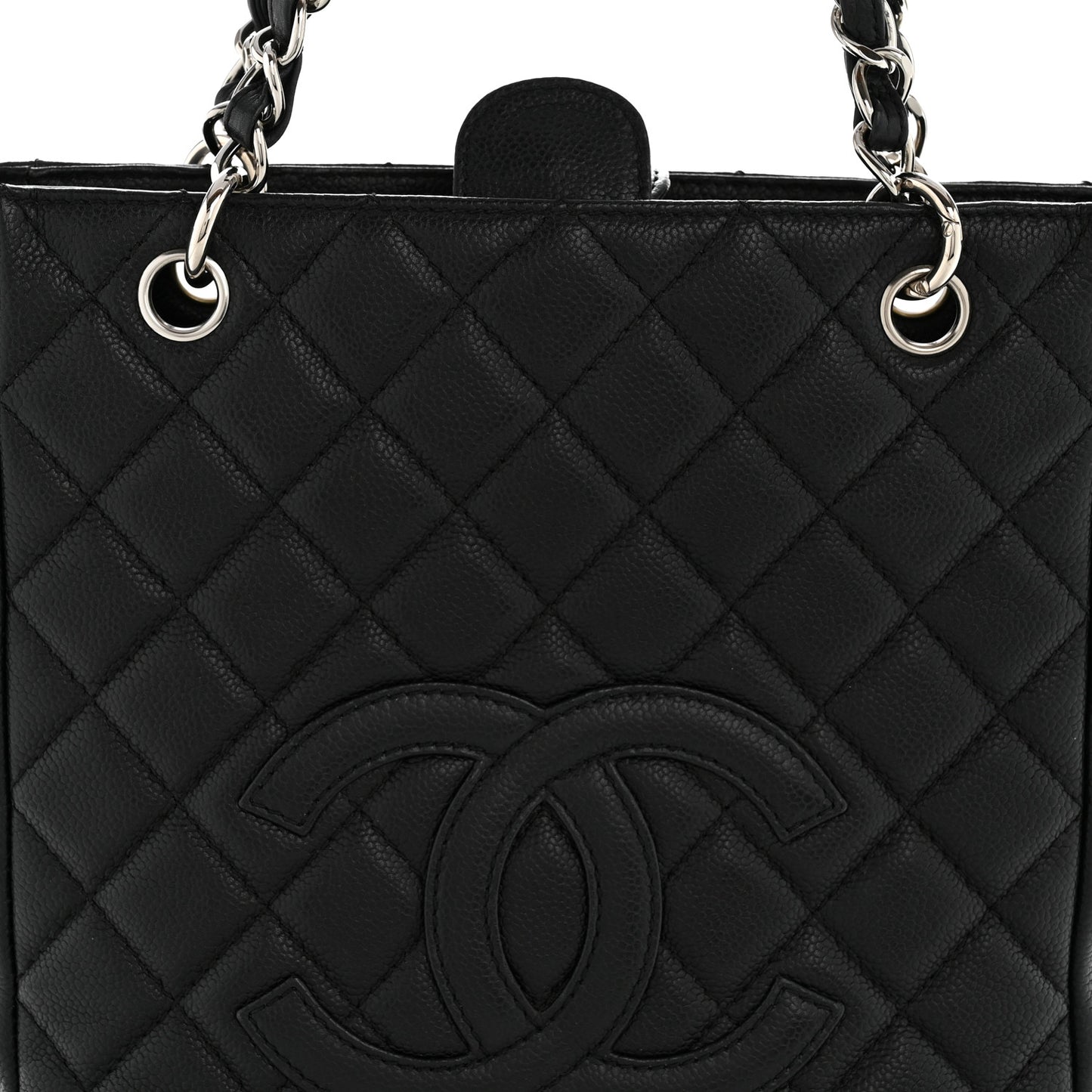 Caviar Quilted Petit Shopping Tote PST Black